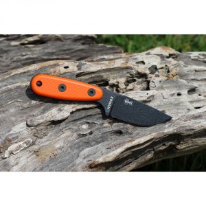 ESEE Izula Black Fixed Blade Knife w/ Orange G10 Handles and Molded Polymer Sheath